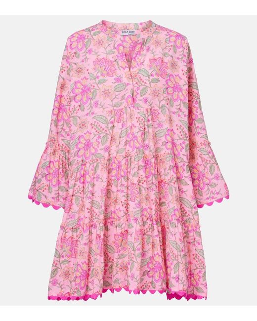 Juliet Dunn Pink Bedrucktes Minikleid Aus Baumwolle