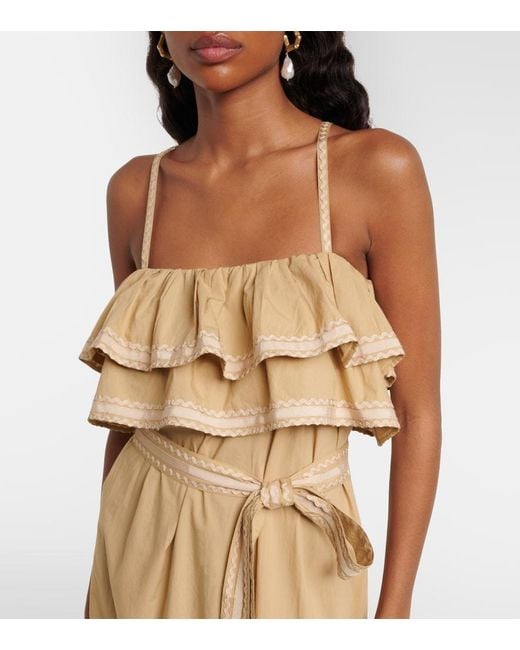 Ulla Johnson Metallic Lucian Ruffled Cotton Midi Dress