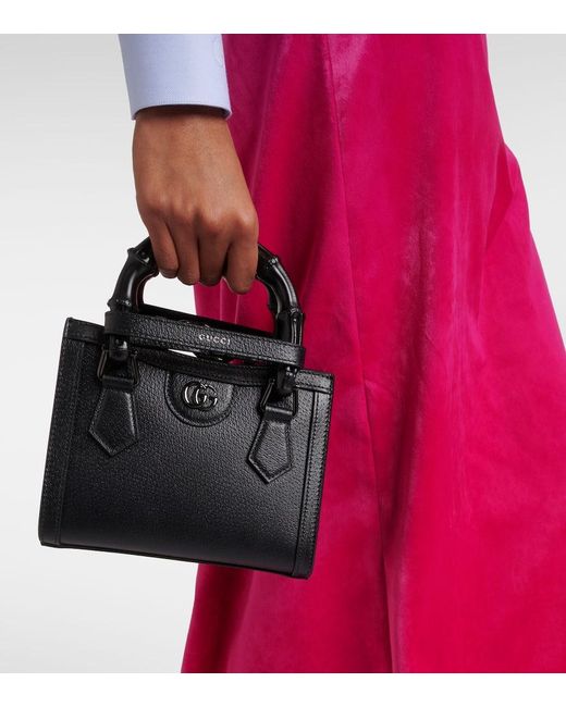 Borsa Shopping Diana Mini In Pelle di Gucci in Black