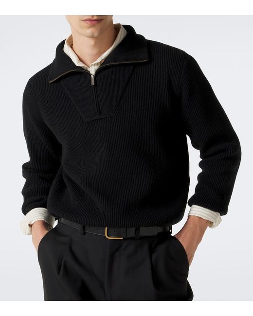 Saint Laurent Black Wool Half-Zip Sweater for men