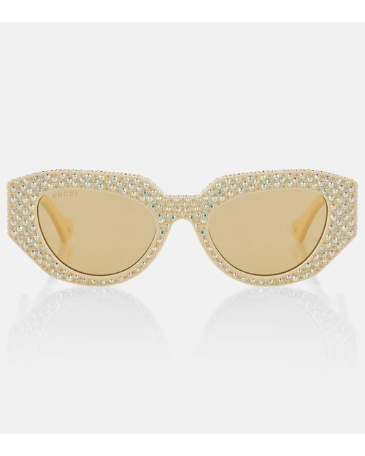 Gafas de sol ovaladas con cristales Gucci de color Natural