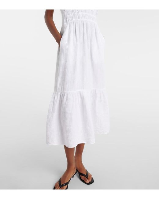 Velvet White Rivelle Cotton Gauze Midi Dress