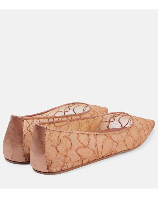 AMINA MUADDI Brown Barbara Lace Ballet Flats