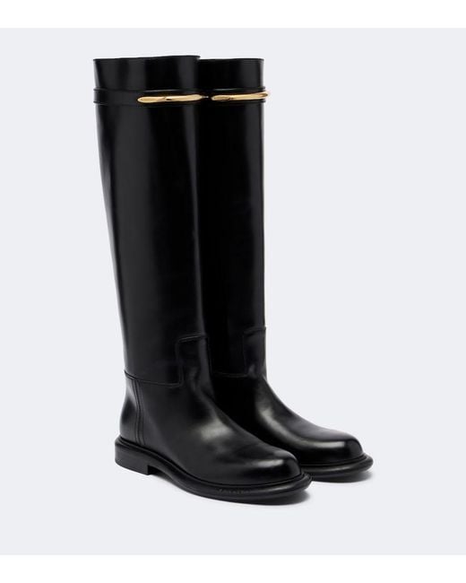 Givenchy Black Pinch Embellished Leather Knee-High Boots