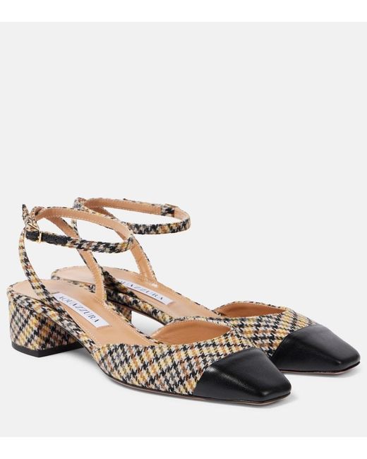 Aquazzura Metallic French Flirt 35 Tartan Pumps