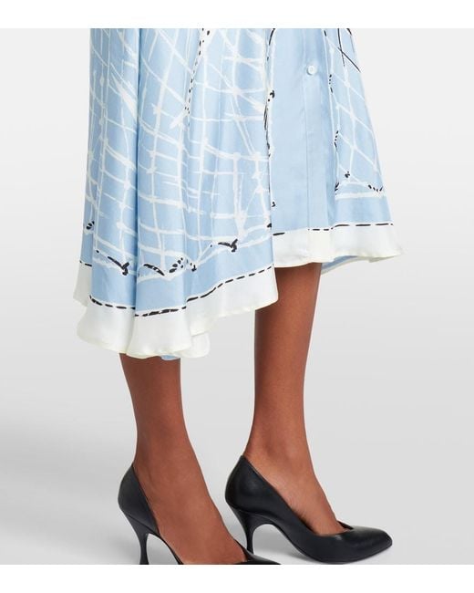 Altuzarra Blue Kiera Printed Silk Shirt Dress