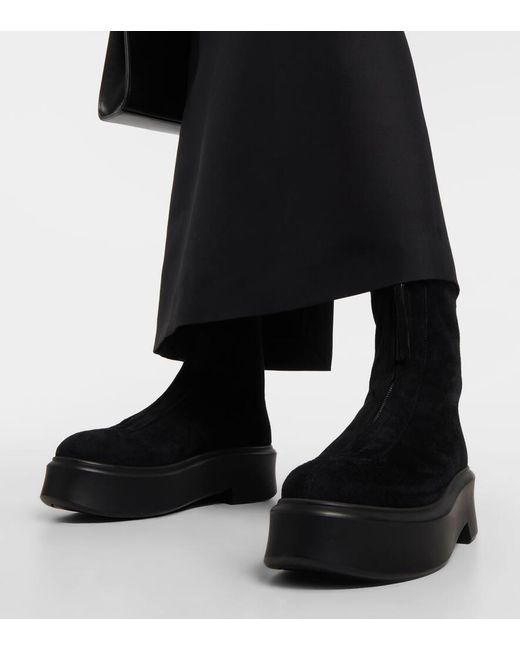 The Row Black Suede Zipped Ankle Boots 50