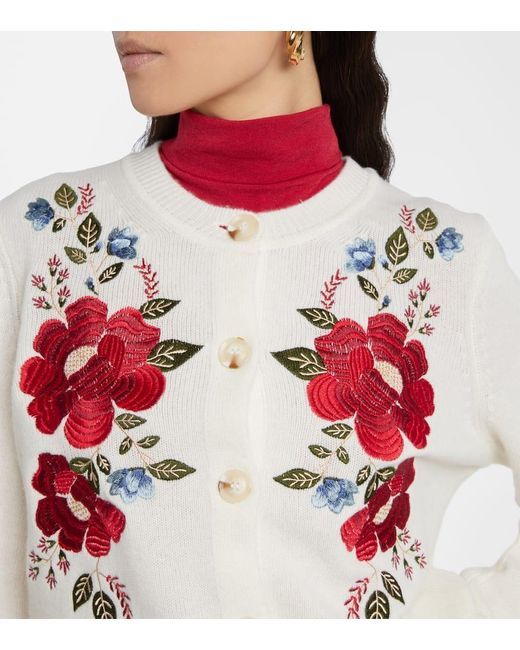 Farm Rio White Bestickter Cardigan Aus Wolle