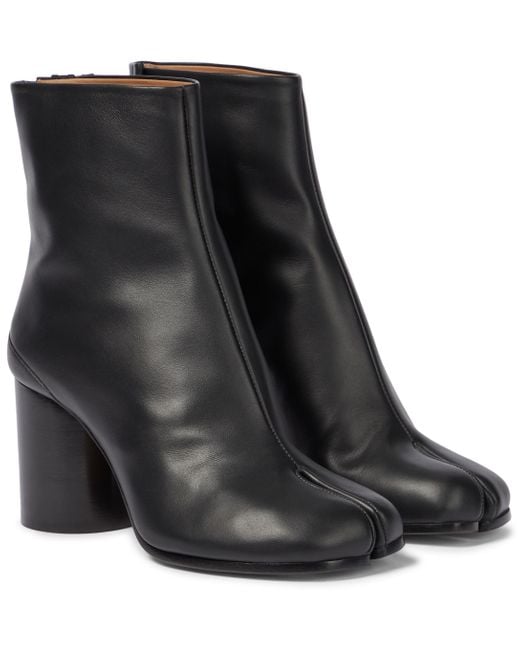 Maison Margiela Tabi Leather Ankle Boots in Black | Lyst