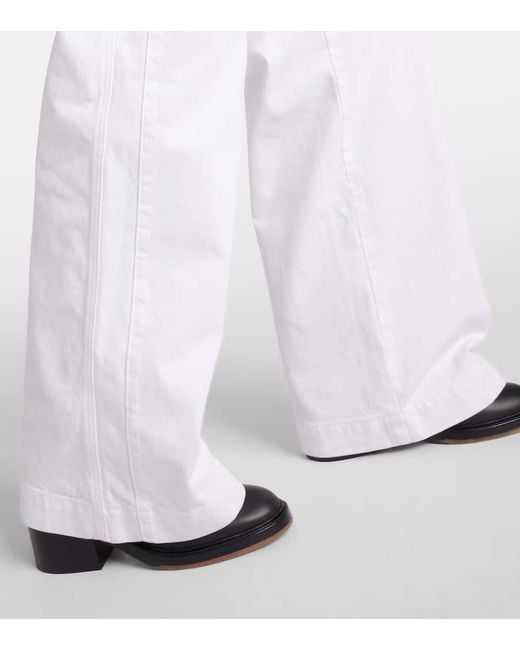 Pantalones Anchos De Tiro Alto FRAME de color White