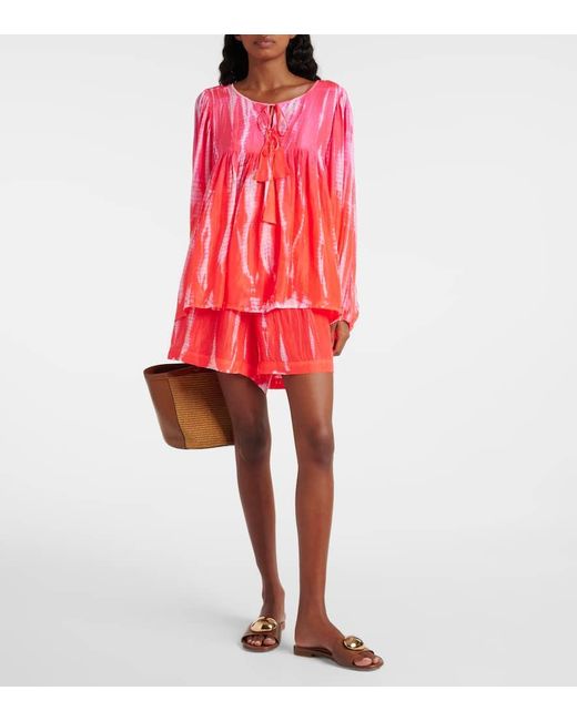 Short Tie & Dye En Soie Anna Kosturova en coloris Red