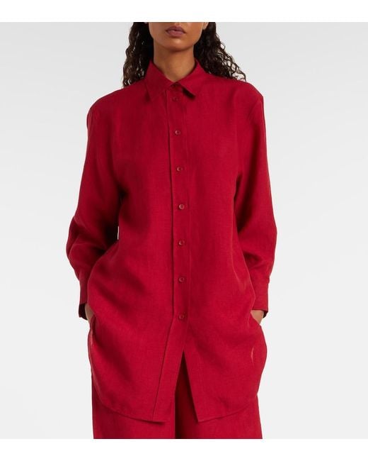 Eres Red Mignonette Oversized Linen Shirt