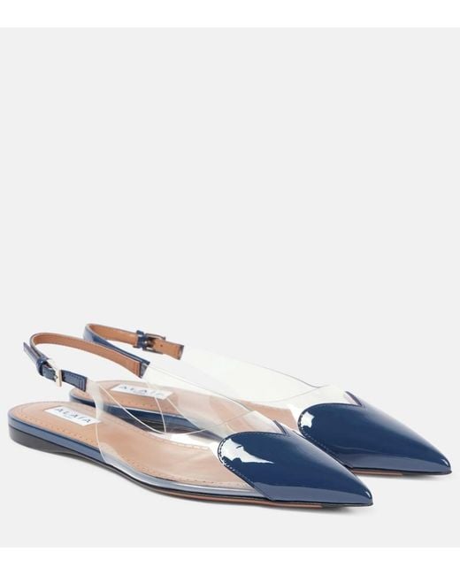 Alaïa Blue Le Cour Patent Leather And Pu Slingback Flats