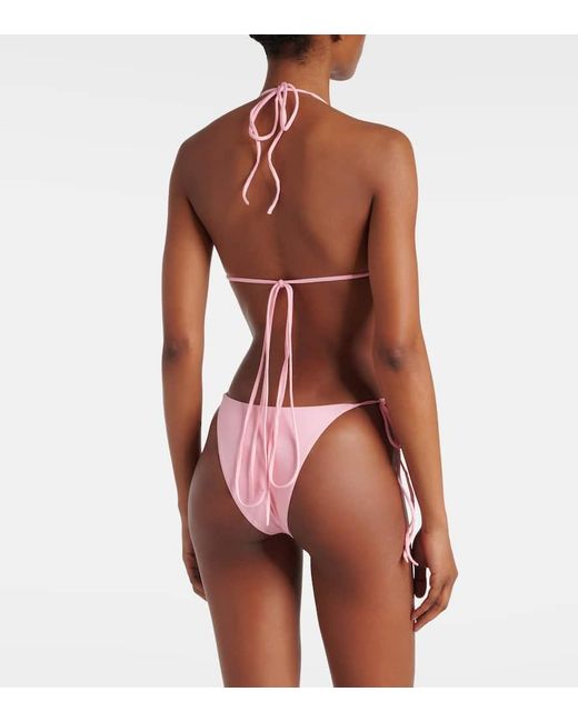 Top bikini a triangolo con applicazioni di Magda Butrym in Pink