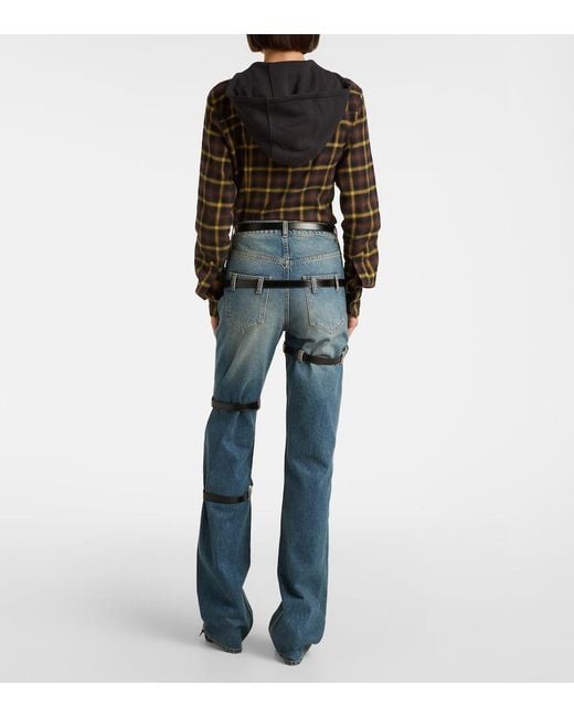Coperni Blue Leather-Trimmed Straight Jeans