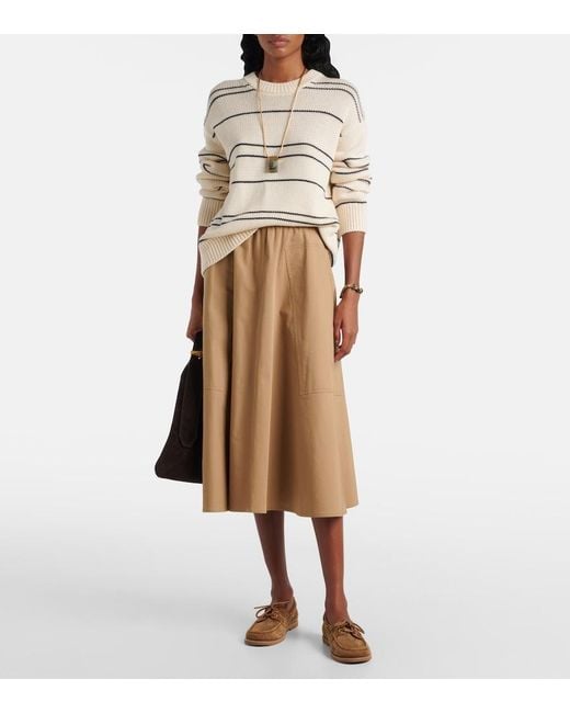 Vince Natural Cotton-Blend Midi Skirt