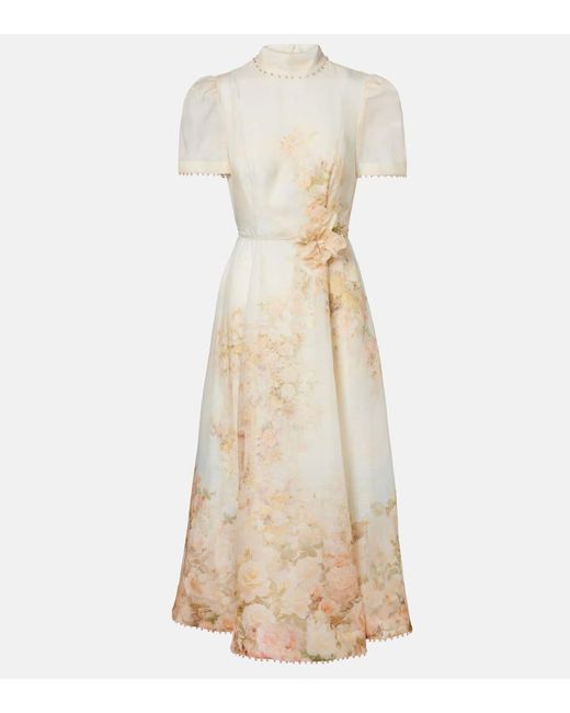 Zimmermann Natural Midikleid Memento Aus Leinen Und Seide