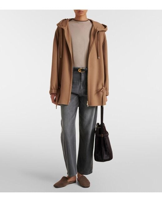 Max Mara Brown Hooded Virgin Wool Jacket