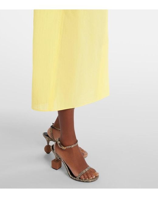 Jacquemus Yellow Drap Cotton-Blend Poplin Midi Dress