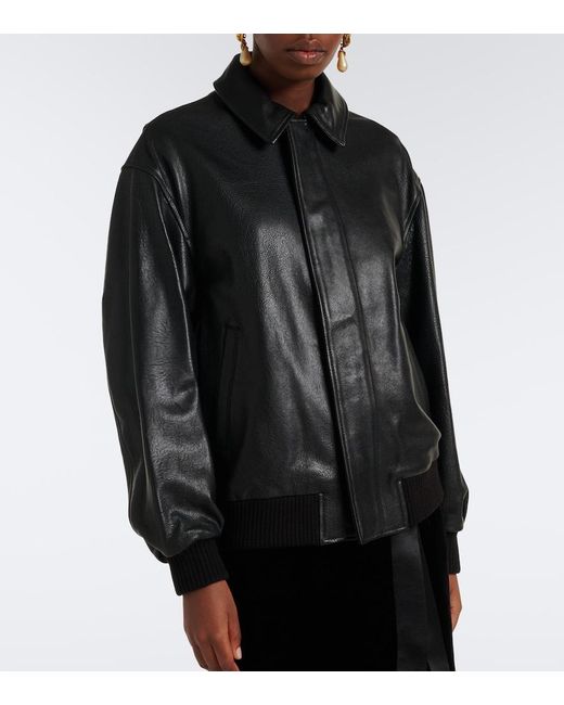 Nour Hammour Black Toyen Leather Blouson Jacket