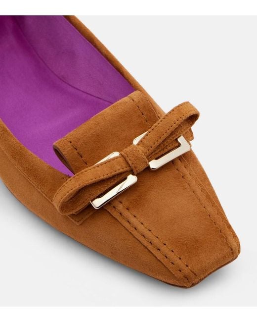 Roger Vivier Brown Virgule Suede Ballet Flats