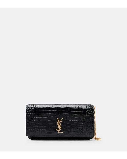 Borsa Porta Smartphone Cassandre Mini di Saint Laurent in Black