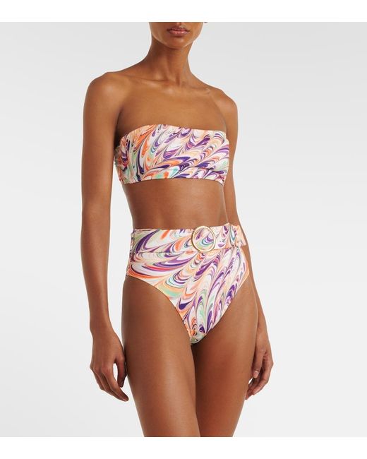 Braga De Bikini Iris Estampada Con Cinturon Alexandra Miro de color White