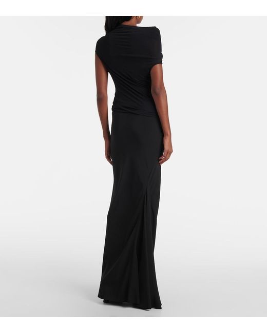 Rick Owens Black Draped Jersey Minidress
