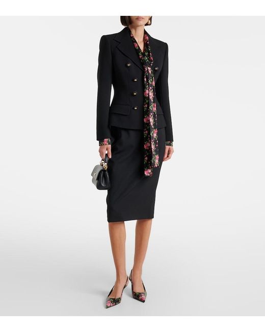 Dolce & Gabbana Black Wool-Blend Pencil Skirt