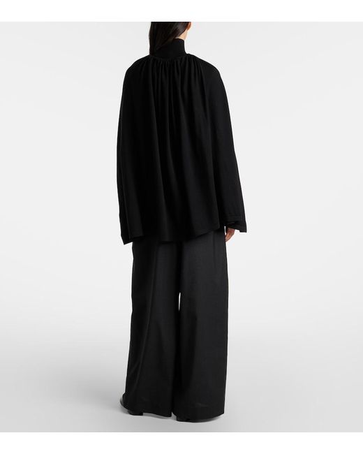 Totême  Black Wool And Silk Jersey Cape