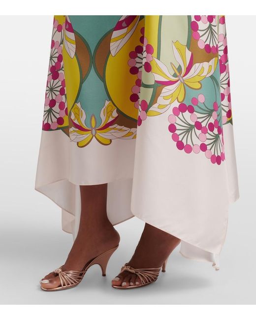 LaDoubleJ Blue San Carlo Printed Silk Satin Midi Dress