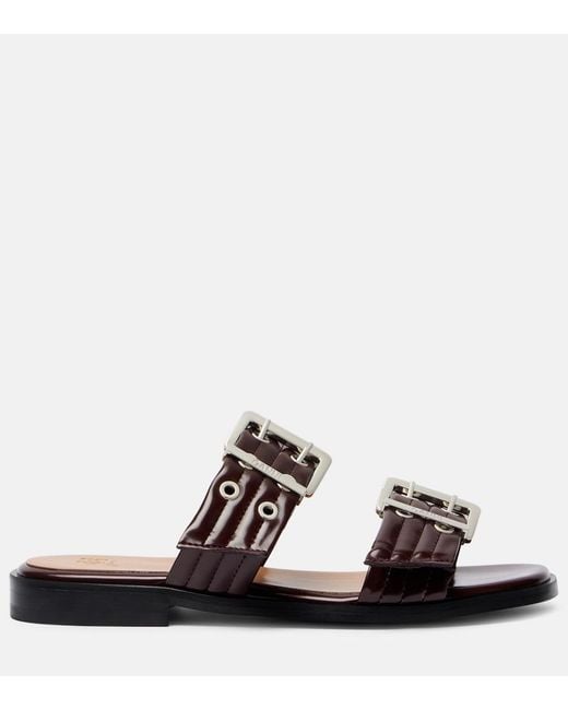 Ganni Brown Feminine Buckle Sandals