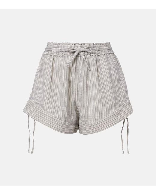 Isabel Marant Gray Thaliany Striped Cotton Shorts
