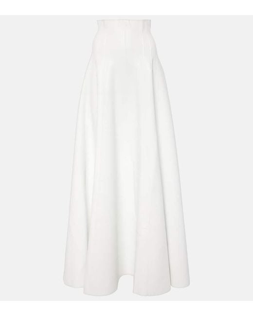 Falda larga Grace de piel sintetica Norma Kamali de color White