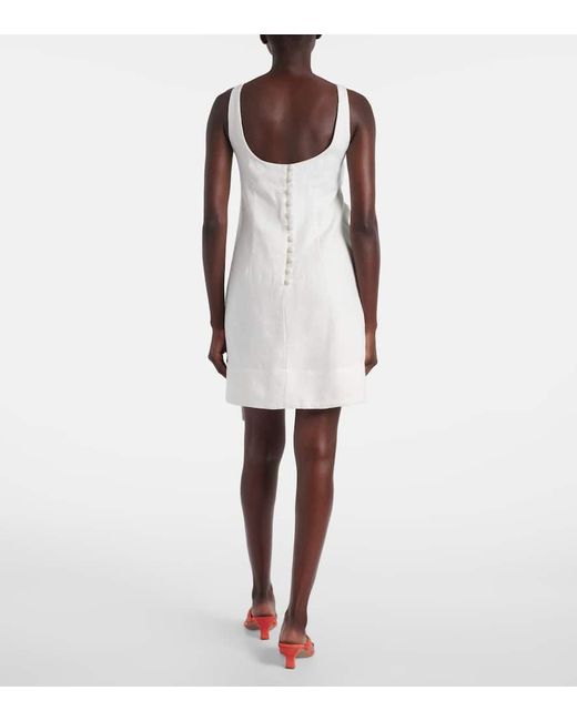 Vestido Corto De Lino Con Aplique Floral Farm Rio de color White