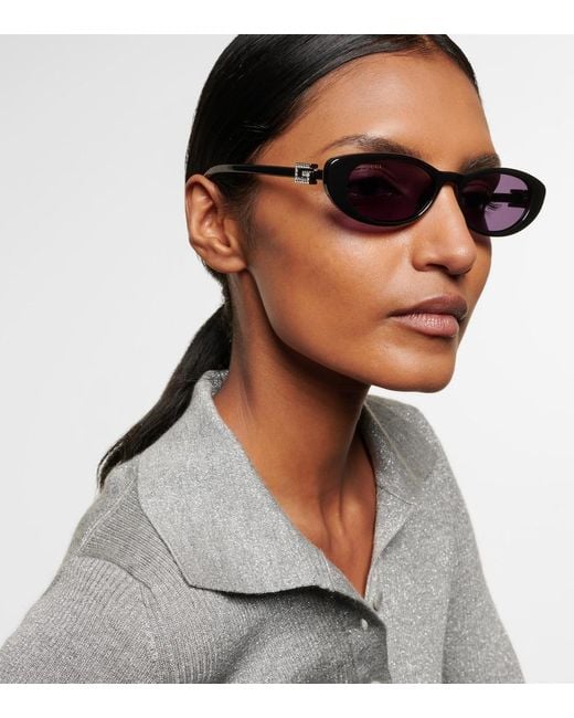Gucci Blue Embellished Cat-Eye Sunglasses