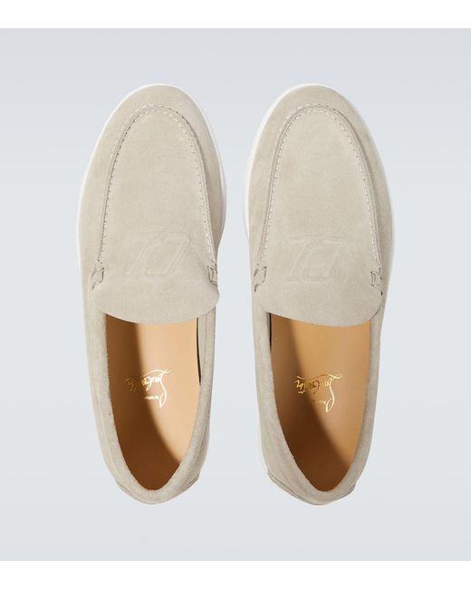 Mocassins Varsiboat En Daim Embosse Christian Louboutin pour homme en coloris White