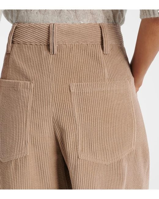 Brunello Cucinelli Natural High-Rise Cotton Corduroy Shorts