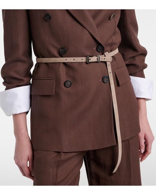 Brunello Cucinelli Natural Monili Suede Belt
