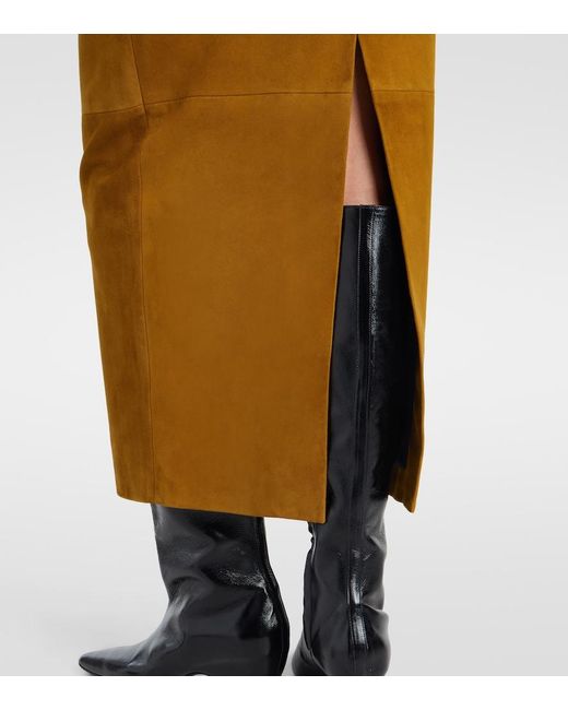 Khaite Brown Loxley Suede Maxi Skirt