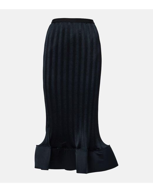 Jonathan Simkhai Blue Hollis Ruffled Knitted Midi Skirt