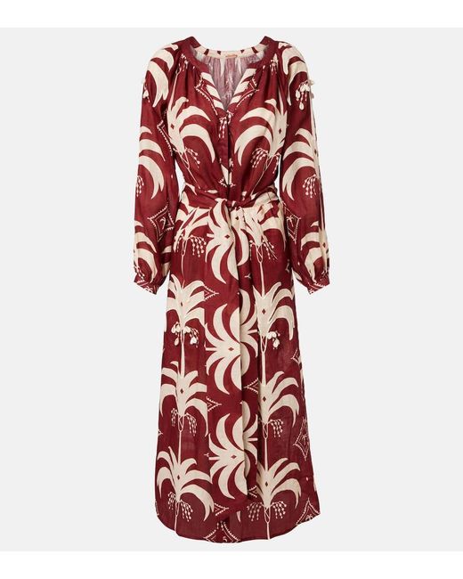 Johanna Ortiz Women's Red Printed Linen Maxi Dress -  www.rajagirimanappuram.com