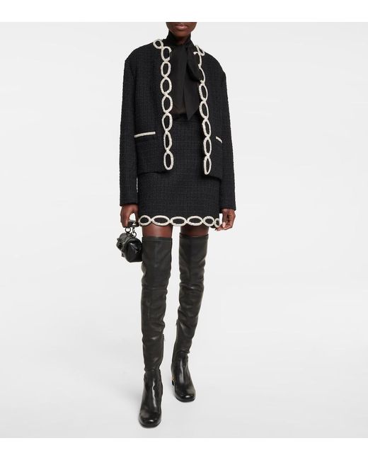 Valentino Black Embellished Tweed Miniskirt