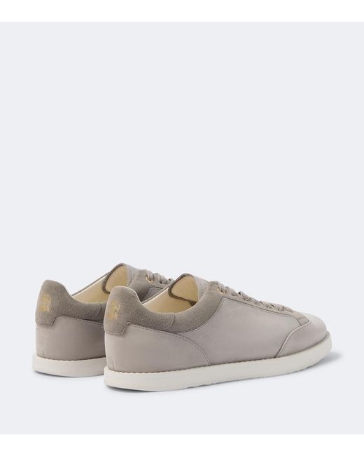 Brunello Cucinelli White Suede-Trimmed Leather Sneakers for men