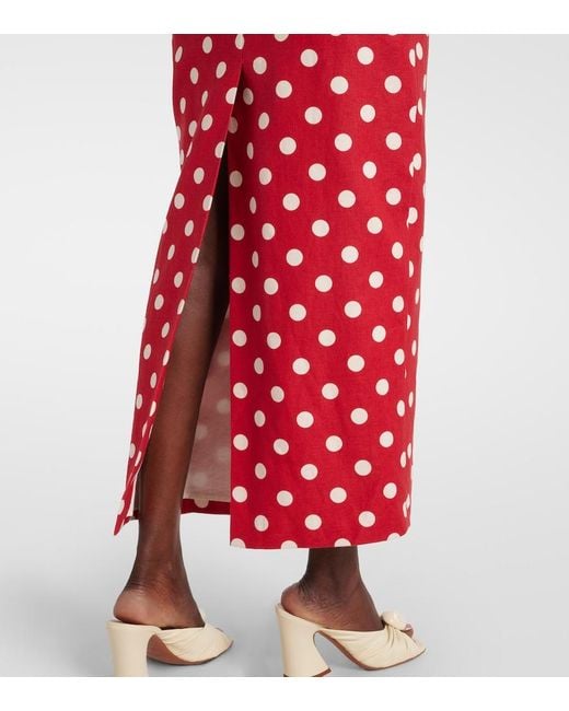 Posse Red Romeo Polka-Dot Linen Maxi Dress