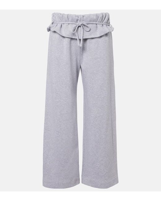 Magda Butrym Gray Ruffled Cotton-Blend Sweatpants