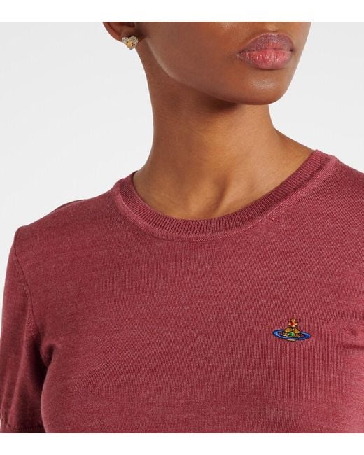 Vivienne Westwood Pink Bea Logo Wool And Silk Top