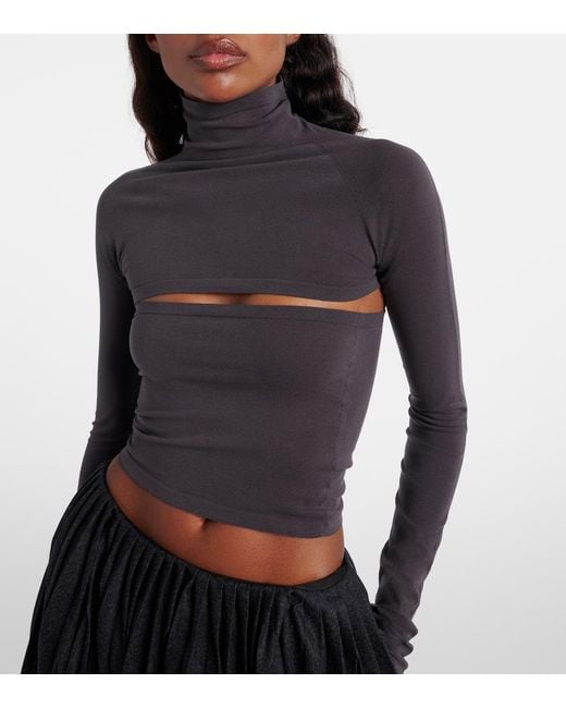 Alaïa Blue Second-Skin Cropped Cutout Top
