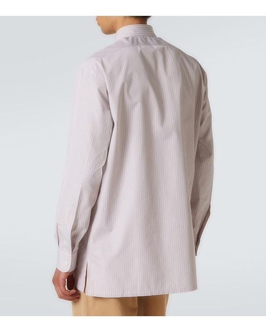Charvet Pink Striped Cotton Poplin Shirt for men