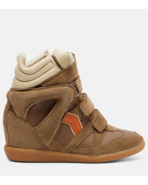Isabel Marant Brown Bekett Suede Wedge Sneakers